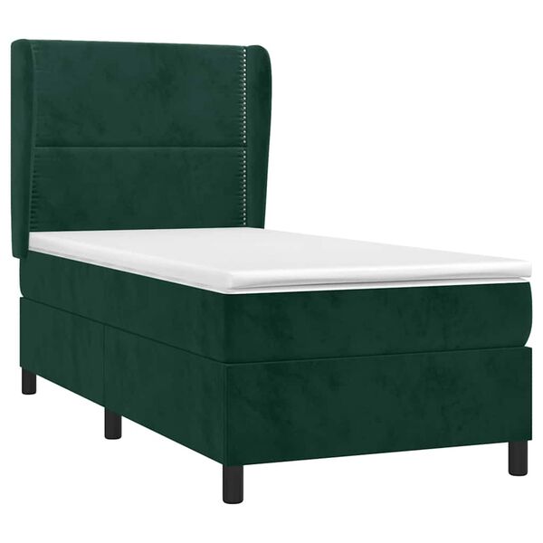 vidaXL Sommier &agrave; lattes de lit avec matelas Vert fonc&eacute; 90x200 cm