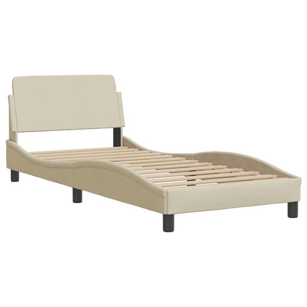 vidaXL Lit avec matelas Dover cr&egrave;me 80x200 cm tissu