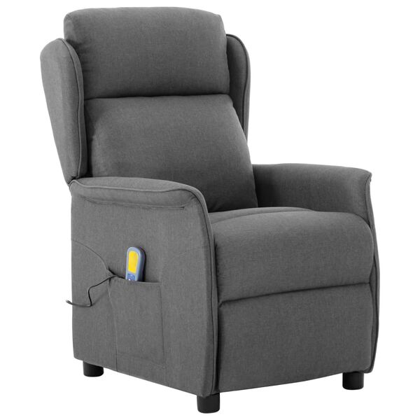 vidaXL Fauteuil de massage Gris clair Tissu