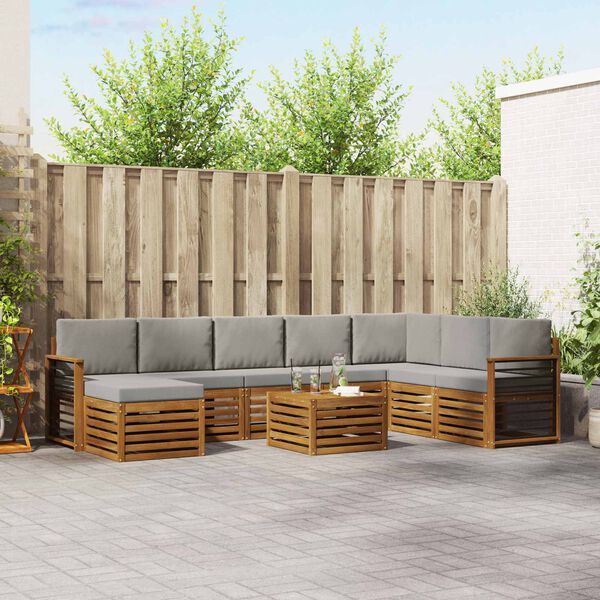 vidaXL Ensemble de canap&eacute; d'angle 9 pcs Gris Naturel et Clair