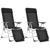 vidaXL Chaises de camping pliables lot de 2 repose-pied Noir Aluminium
