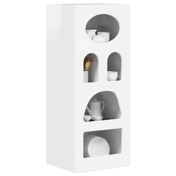 vidaXL Buffet Blanc brillant 40 x 35 x 100,5 cm Bois d'ing&eacute;nierie