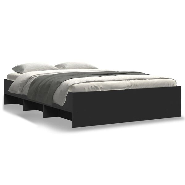 vidaXL Cadre de lit sans matelas noir 140x190 cm bois d'ing&eacute;nierie