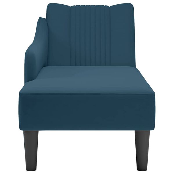 vidaXL Fauteuil long avec accoudoir droit bleu velours