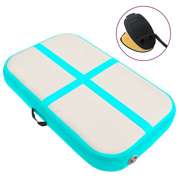 vidaXL Tapis gonflable de gymnastique avec pompe 60x100x15 cm PVC Vert