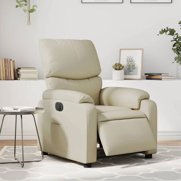 vidaXL Fauteuil inclinable &eacute;lectrique Cr&egrave;me Similicuir