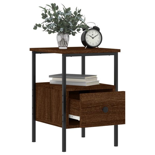 vidaXL Table de chevet ch&ecirc;ne marron 34x36x50 cm bois d'ing&eacute;nierie