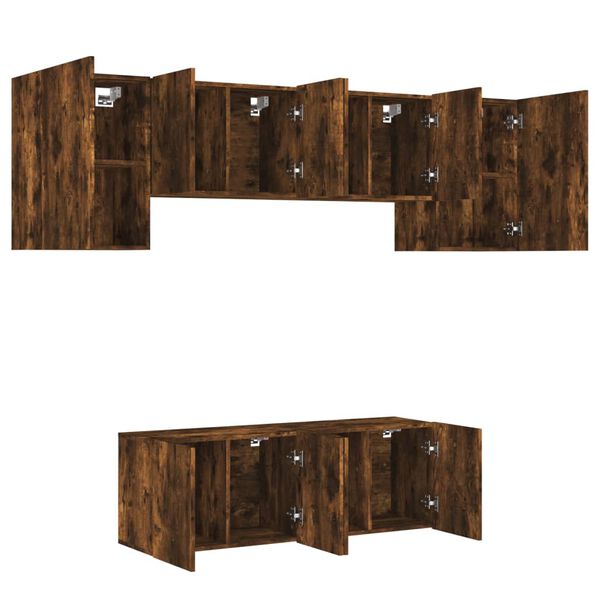 vidaXL Unit&eacute;s murales TV 6 pcs ch&ecirc;ne fum&eacute; bois d'ing&eacute;nierie
