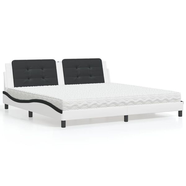 vidaXL Lit avec matelas Zadar blanc et noir 200x200 cm similicuir