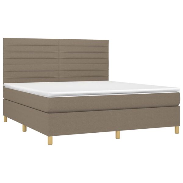 vidaXL Sommier &agrave; lattes de lit avec matelas Taupe 180x200 cm Tissu