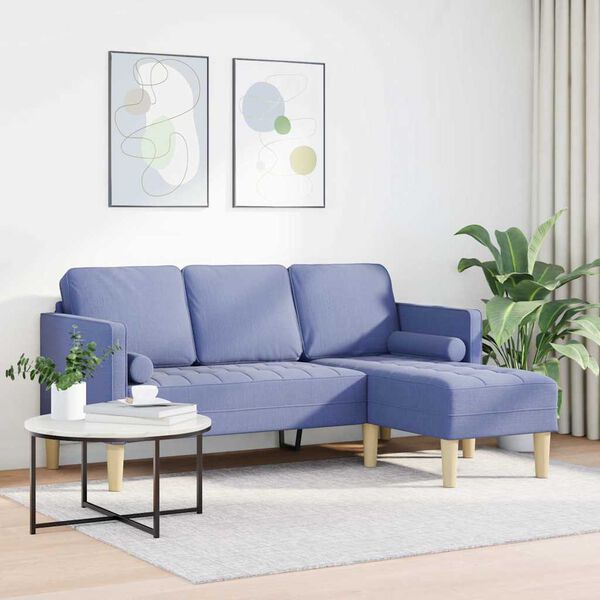 vidaXL Ensemble de Canap&eacute;s Bleu denim 173 x 131 x 67 cm Polyester