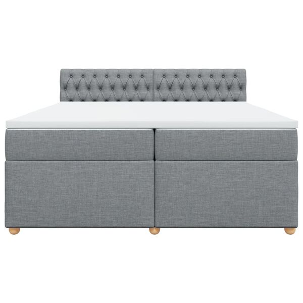 vidaXL Sommier &agrave; lattes de lit avec matelas Gris clair 200x200cm Tissu