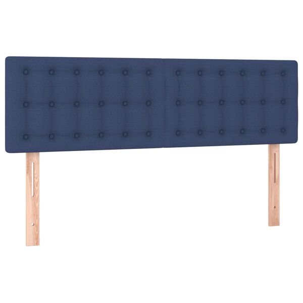 vidaXL T&ecirc;tes de lit 2 pcs Bleu 72x5x78/88 cm Tissu