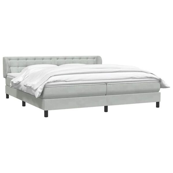 vidaXL Sommier &agrave; lattes de lit et matelas gris clair 180x210cm velours