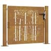 vidaXL Portail de jardin 100x75 cm en acier Corten et bambou