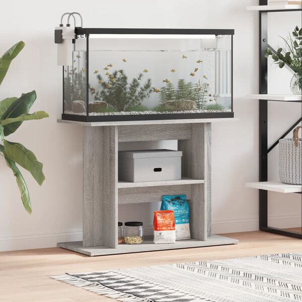 vidaXL Support d'aquarium Gris Sonoma 80x35x60 cm Bois d'ing&eacute;nierie