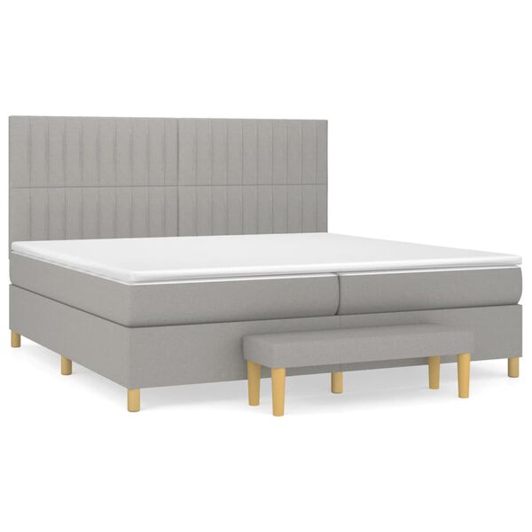 vidaXL Sommier &agrave; lattes de lit avec matelas Gris clair 200x200cm Tissu
