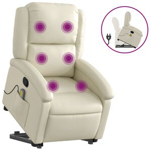 vidaXL Fauteuil inclinable de massage Cr&egrave;me Similicuir