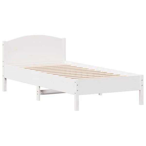 vidaXL Cadre de lit sans matelas blanc 75x190 cm bois de pin massif