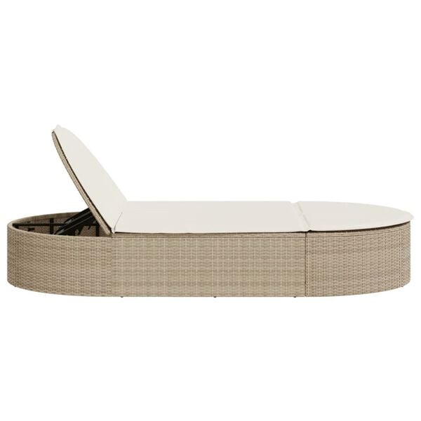 vidaXL Chaise longue double avec coussins beige r&eacute;sine tress&eacute;e