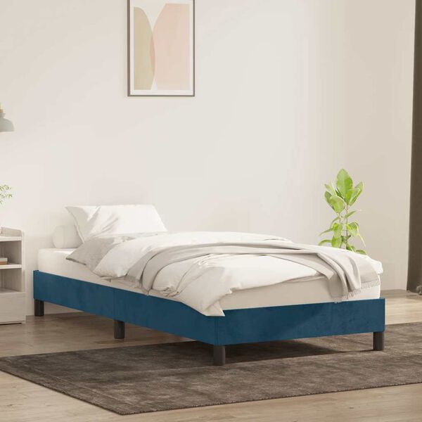 vidaXL Cadre de lit sans matelas bleu fonc&eacute; 100x210 cm velours