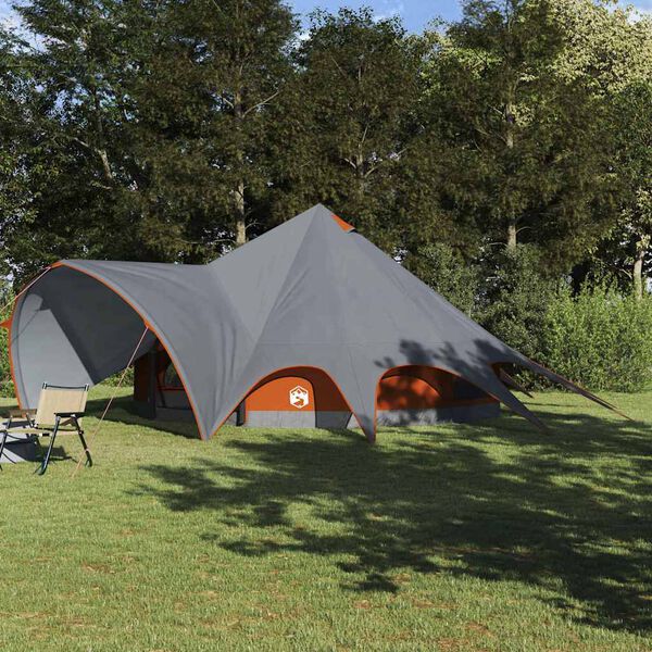 vidaXL Tente Teepee 9 personnes Gris et orange 502 x 502 x 297 cm