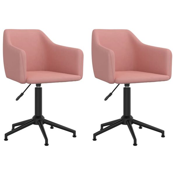 vidaXL Chaises pivotantes &agrave; manger lot de 2 Rose Velours