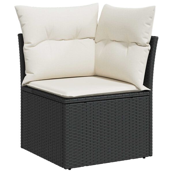 vidaXL Ensemble de canap&eacute; de jardin avec coussin 12 pcs Noir et Cr&egrave;me