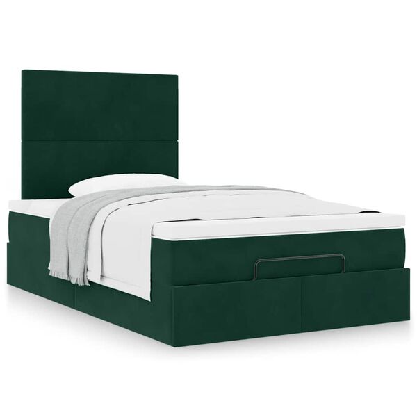 vidaXL Cadre de lit ottoman avec matelas vert fonc&eacute; 120x200 cm velours