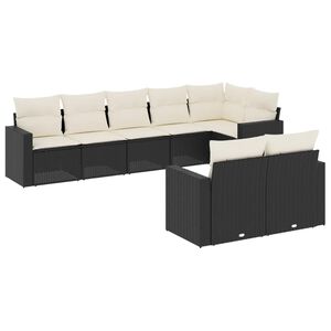vidaXL Salon de jardin 8 pcs avec coussins noir r&eacute;sine tress&eacute;e