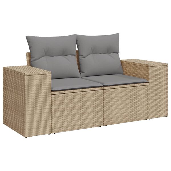 vidaXL Salon de jardin avec coussins 4 pcs beige r&eacute;sine tress&eacute;e