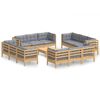 vidaXL Salon de jardin 13 pcs avec coussins gris bois de pin