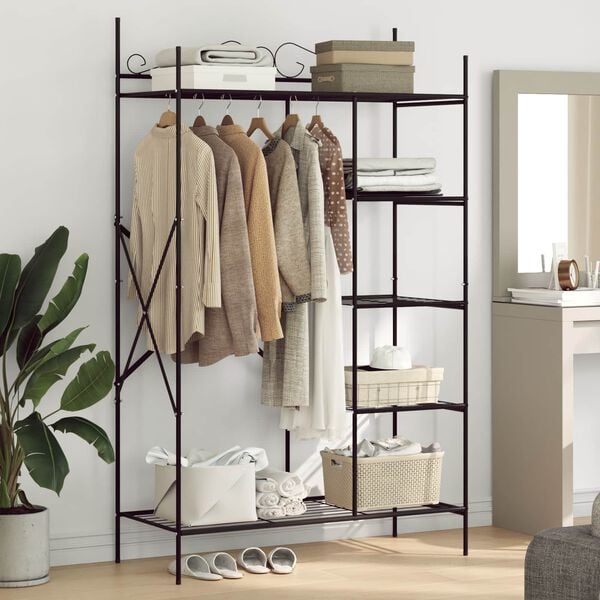vidaXL Armoire Ouverte avec &eacute;tag&egrave;re Noir 104,5 x 45 x 172 cm Acier