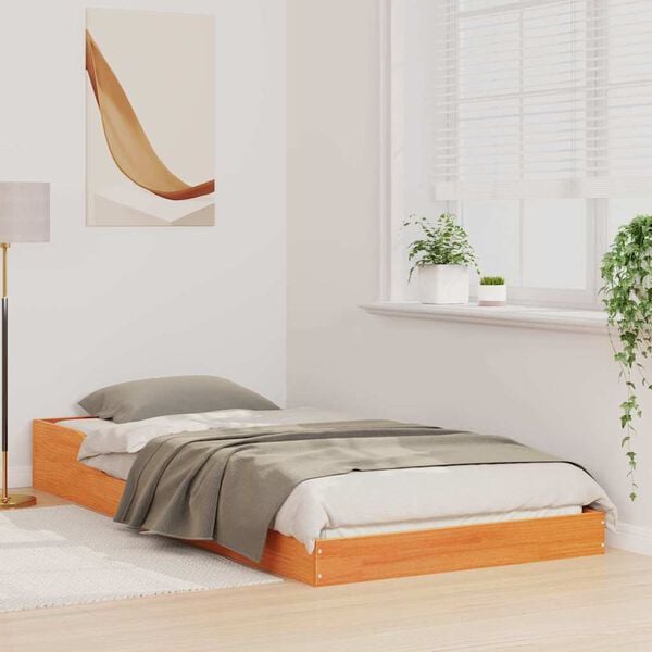 vidaXL Cadre de lit Brun cire 80 x 210 cm Pin massif