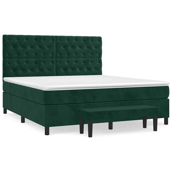 vidaXL Sommier &agrave; lattes de lit et matelas Vert fonc&eacute; 160x200cm Velours