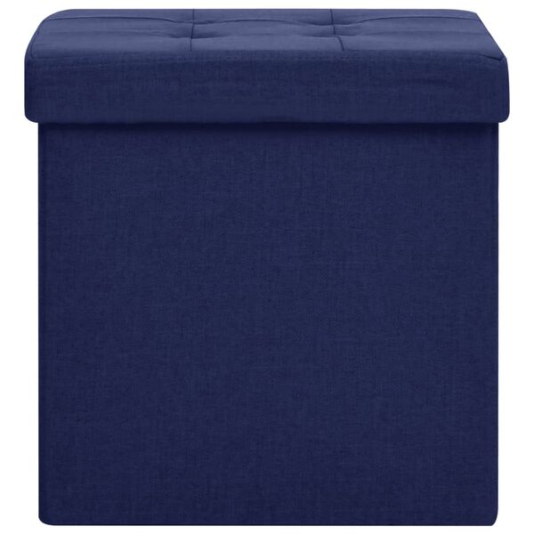 vidaXL Tabouret de rangement pliable Bleu Faux lin