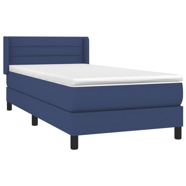 vidaXL Sommier &agrave; lattes de lit avec matelas Bleu 80x200 cm Tissu