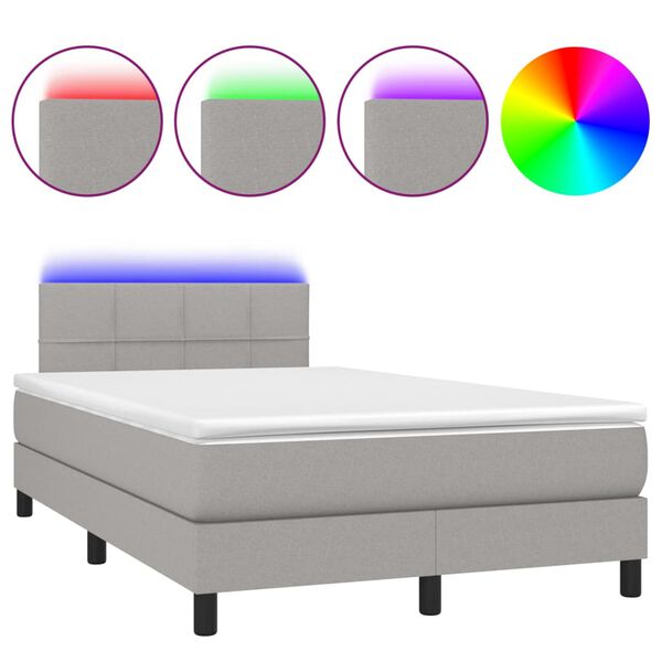 vidaXL Sommier &agrave; lattes de lit matelas LED Gris clair 120x200 cm Tissu