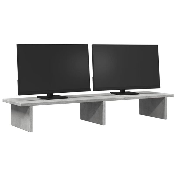 vidaXL Support de moniteur gris b&eacute;ton 100x27x15 cm bois d'ing&eacute;nierie