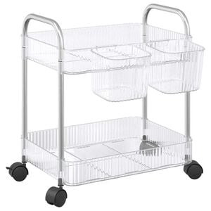 vidaXL Chariot de rangement &agrave; 2 niveaux transparent acrylique