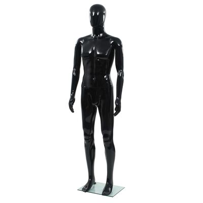 vidaXL Mannequin homme corps complet base verre Noir brillant 185 cm