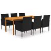 vidaXL Ensemble &agrave; manger de jardin 7 pcs Noir