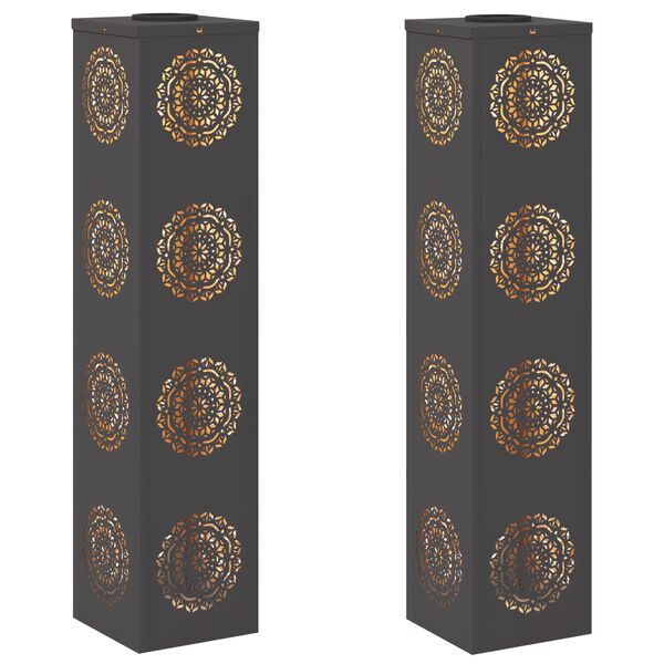 vidaXL Lumi&egrave;re de chemin LED solaire 2 pcs Noir Acier lamin&eacute; &agrave; froid