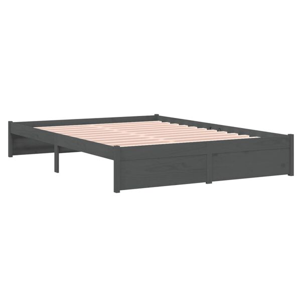 vidaXL Cadre de lit sans matelas gris bois massif 140x200 cm
