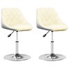 vidaXL Chaises &agrave; manger pivotantes lot de 2 cr&egrave;me et blanc similicuir