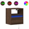 vidaXL Table de chevet murale avec lumi&egrave;res LED ch&ecirc;ne marron