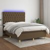 vidaXL Sommier &agrave; lattes de lit matelas et LED Marron fonc&eacute; 140x190 cm
