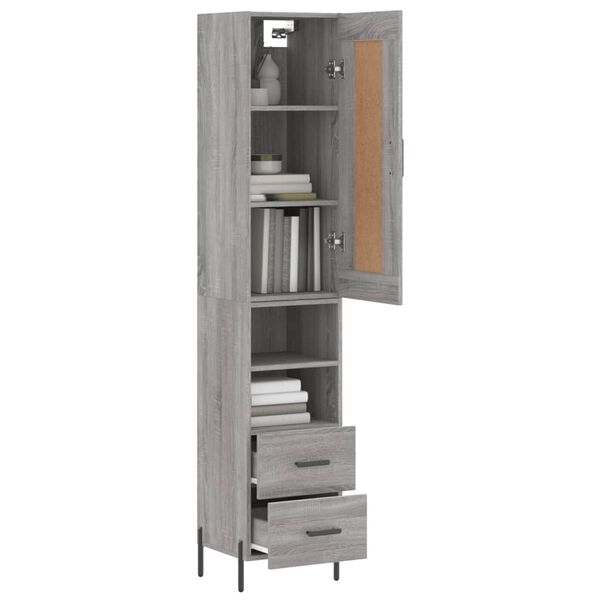 vidaXL Buffet haut Sonoma gris 34,5x34x180 cm Bois d'ing&eacute;nierie