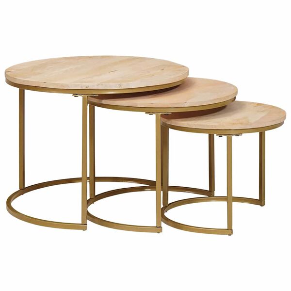 vidaXL Tables basses gigognes 3 pcs Bois de mangue massif et acier