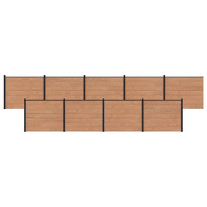 vidaXL Panneau de cl&ocirc;ture 9 pcs WPC et Aluminium Marron